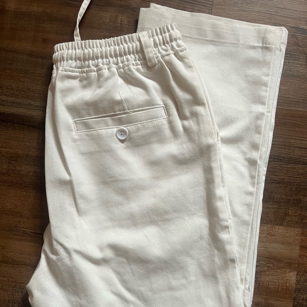 Men's Cream Linen Pants
